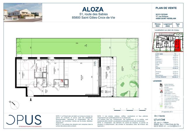 Appartement F3 &agrave; vendre - 3 pi&egrave;ces - 67,60 m2 - St Gilles Croix De Vie - 85 - PAYS-DE-LOIRE