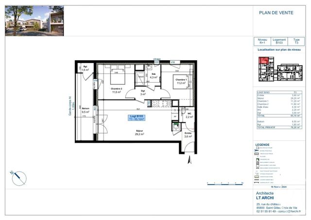 Appartement T3 à vendre - 3 pièces - 65,10 m2 - St Gilles Croix De Vie - 85 - PAYS-DE-LOIRE